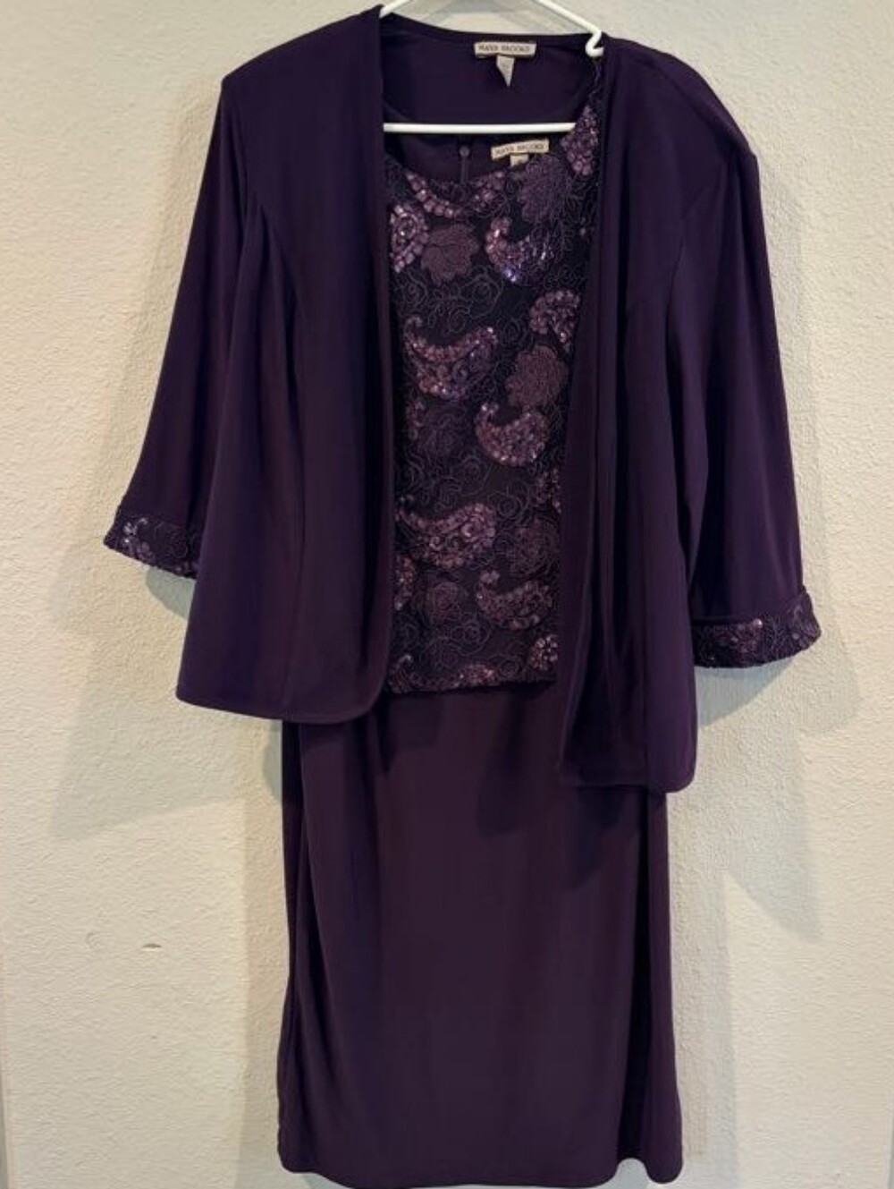 NEW Maya Brooke Womens Casual Purple Sequin 2 Piece Cardigan Midi Dress Size 18W